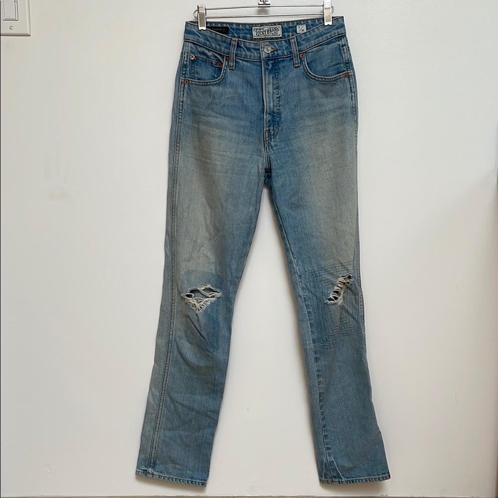 Lucky Brand Blue Straight Leg Jeans with Distressed Details